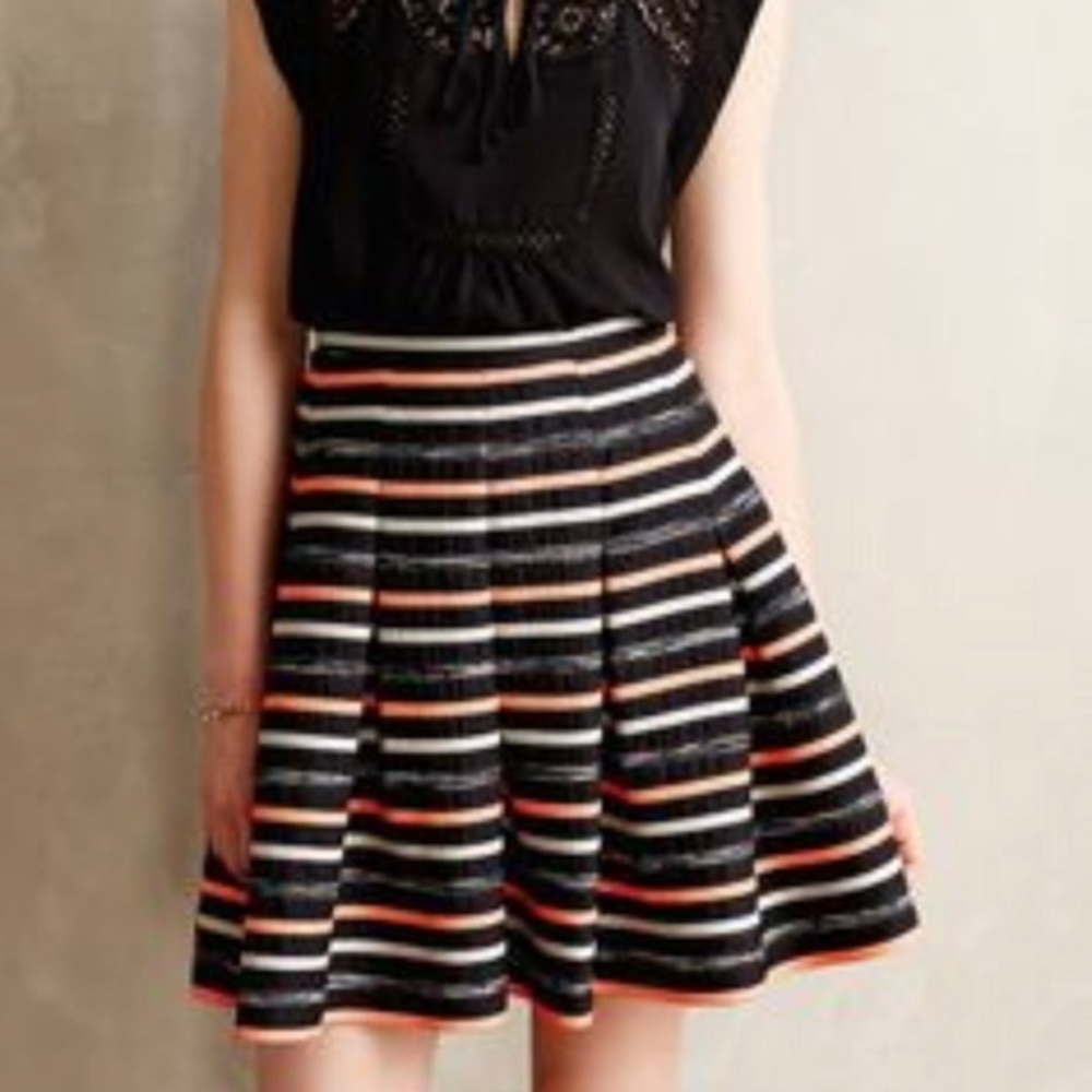 HD IN PARIS STRIPPED ORANGE BLACK AND GRAY SKIRT